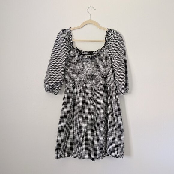 Mango Shirred Gingham Dress Size 6 - Picture 3 of 4